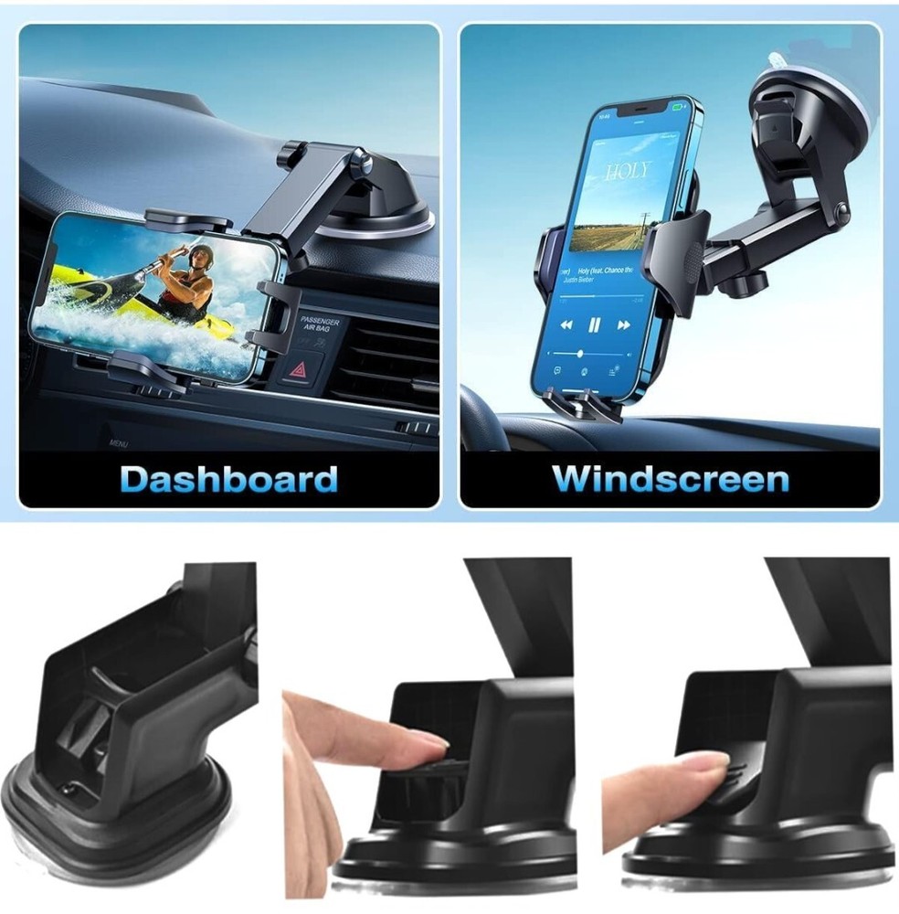 Car Phone Mount Holder Adjustable Dashboard Windshield Mount For All Model Phone
