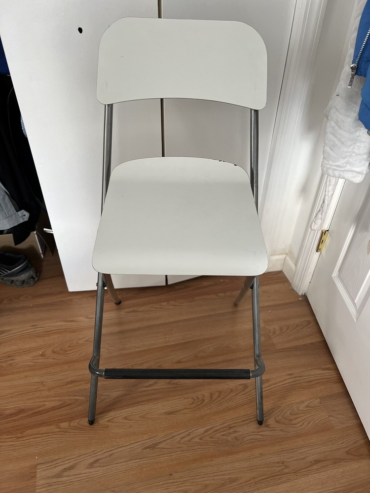 Two Ikea Foldable Bar Chairs White Color For Pick Up Local