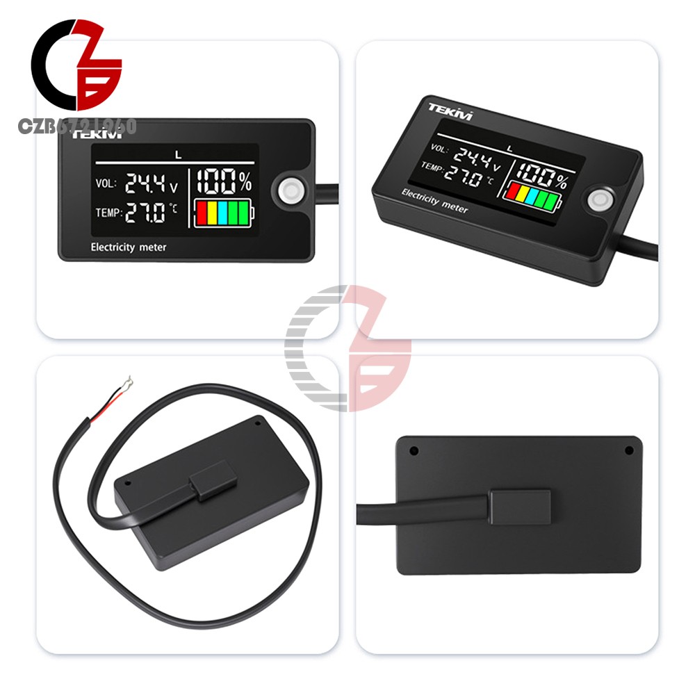 DC8-100V LCD Digital Battery Capacity Indicator Voltmeter w/ Temperature Display