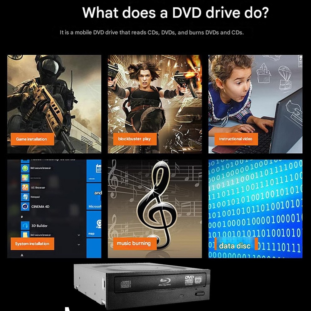 Internal SATA Blu-ray Player 12X BD Reader Combo 5.25 Desktop PC DVD CD Drive