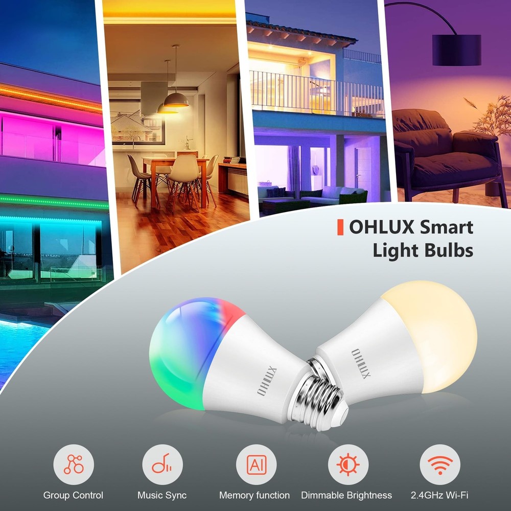 OHLUX Smart Light Bulbs 4Pack 4P Fast Ship