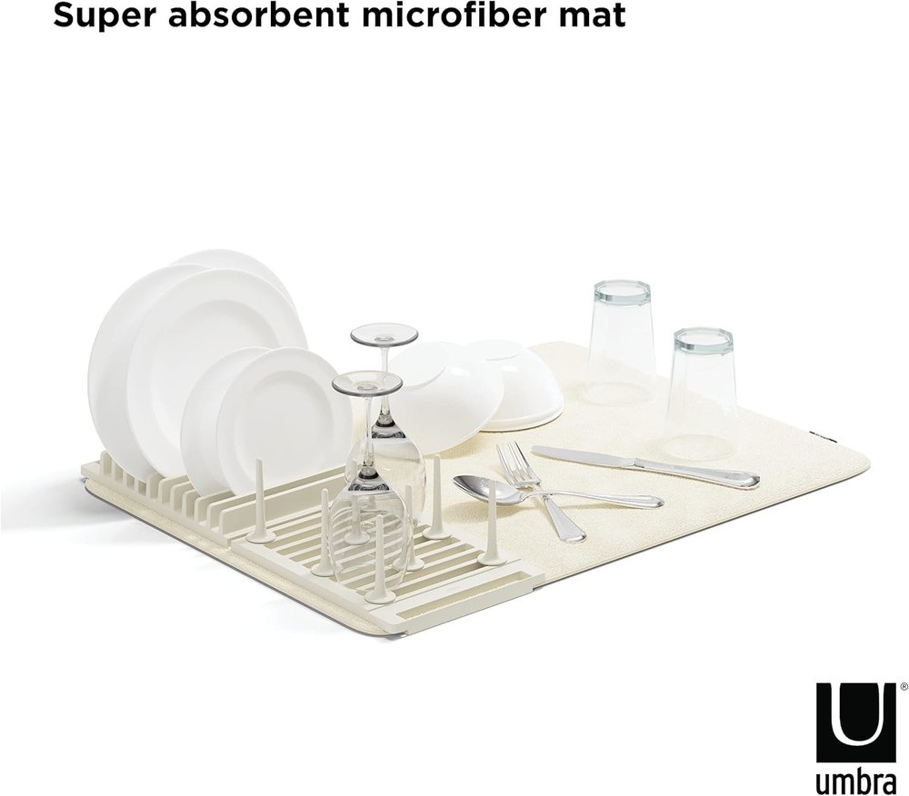 Umbra Udry Rack and Microfiber Dish Drying Mat-Space-Saving Lightweight Design
