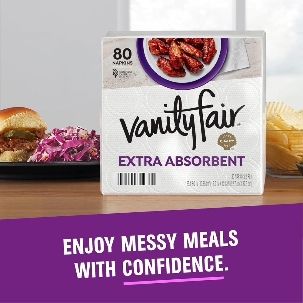Extra Absorbent White Paper Napkins - 80 Count for Effortless Cleanups