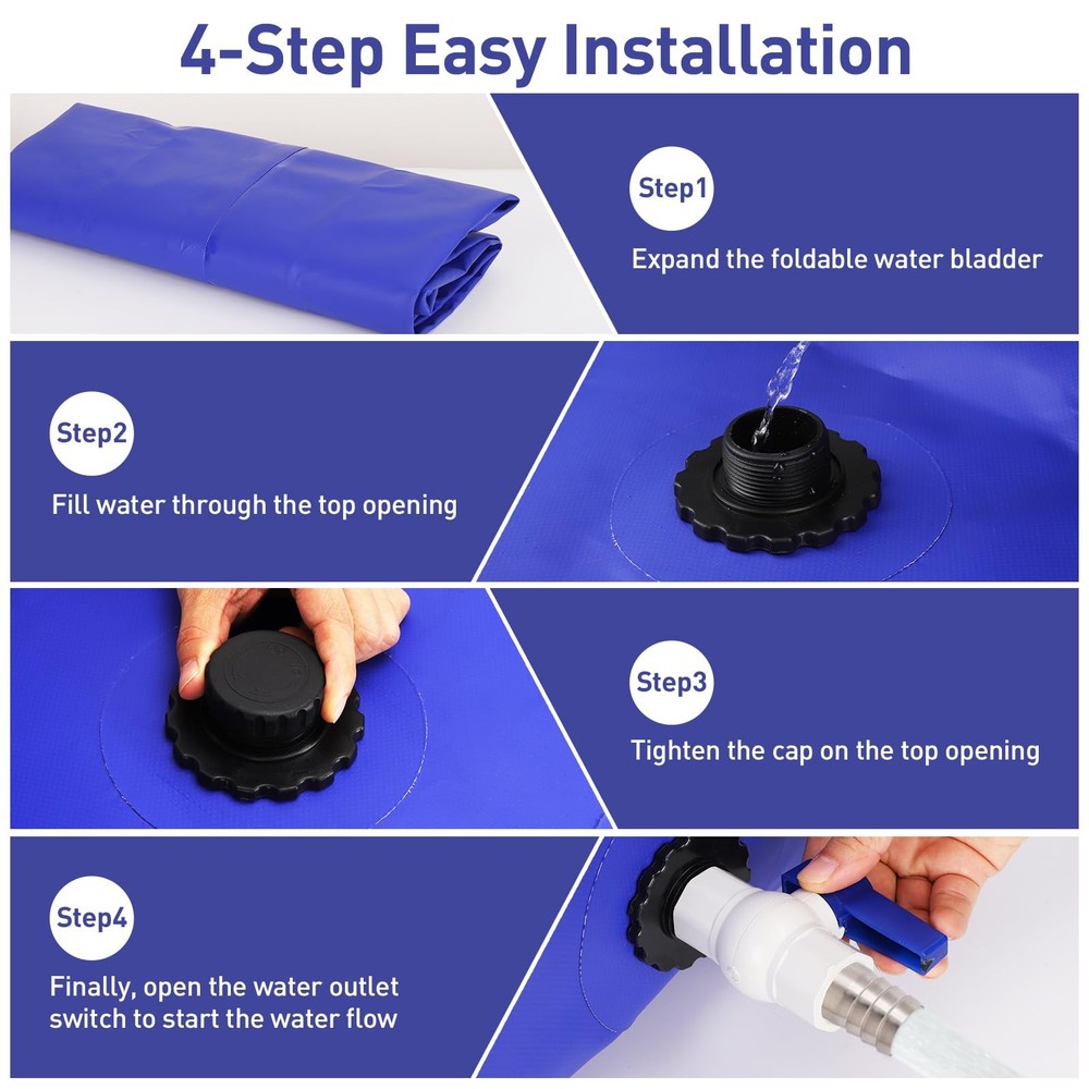 350L/92gal Foldable Water Bladder Storage Container - Large Capacity Soft PVC