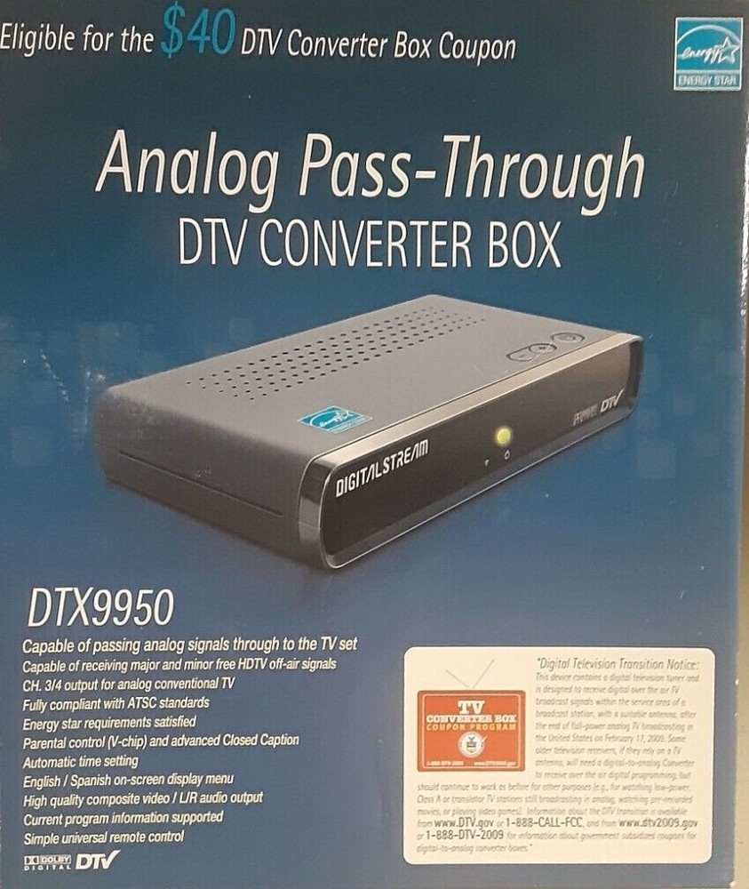 Open Box DIGITAL STREAM Analog Pass-Through DTV Converter Box Complete NICE!