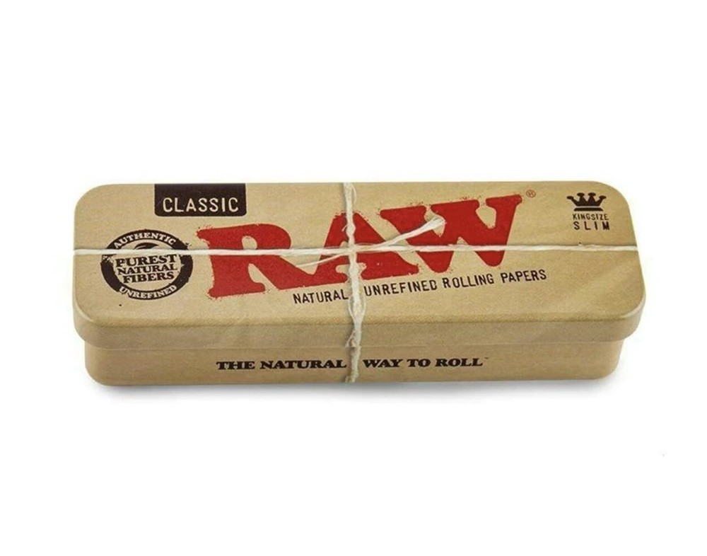 raw classic LEAN size pre rolled cone+RAW king size metal caddy box