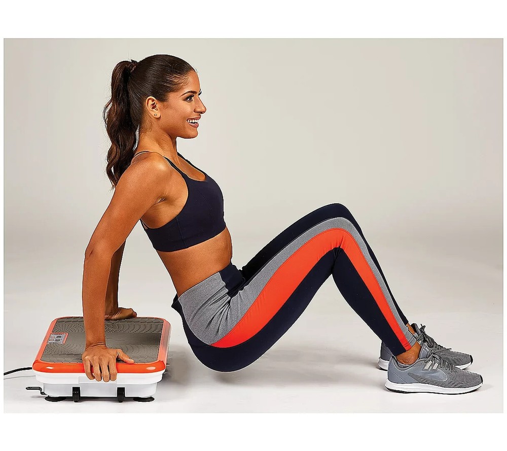 PowerFit Elite Vibration Platform Exercise Bands With Remote - Gray