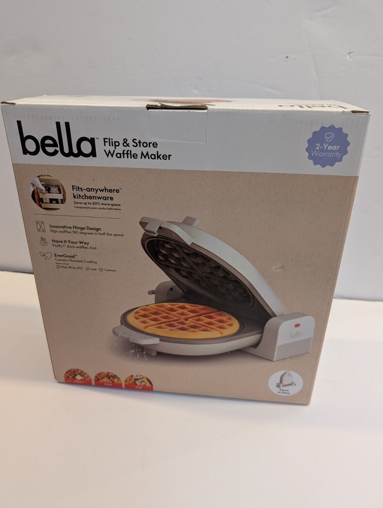 Bella Flip & Store Waffle Maker Ceramic Nonstick-White