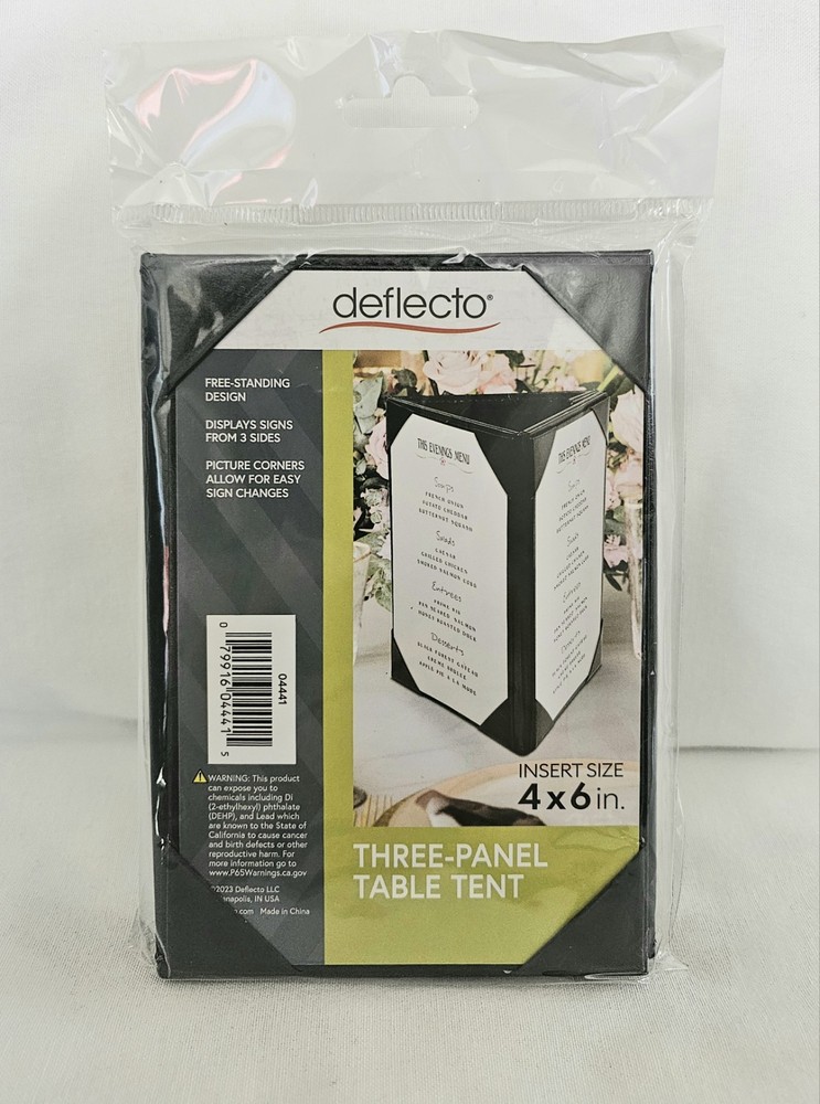 Deflecto 4" X 6" Three-Panel Table Tent