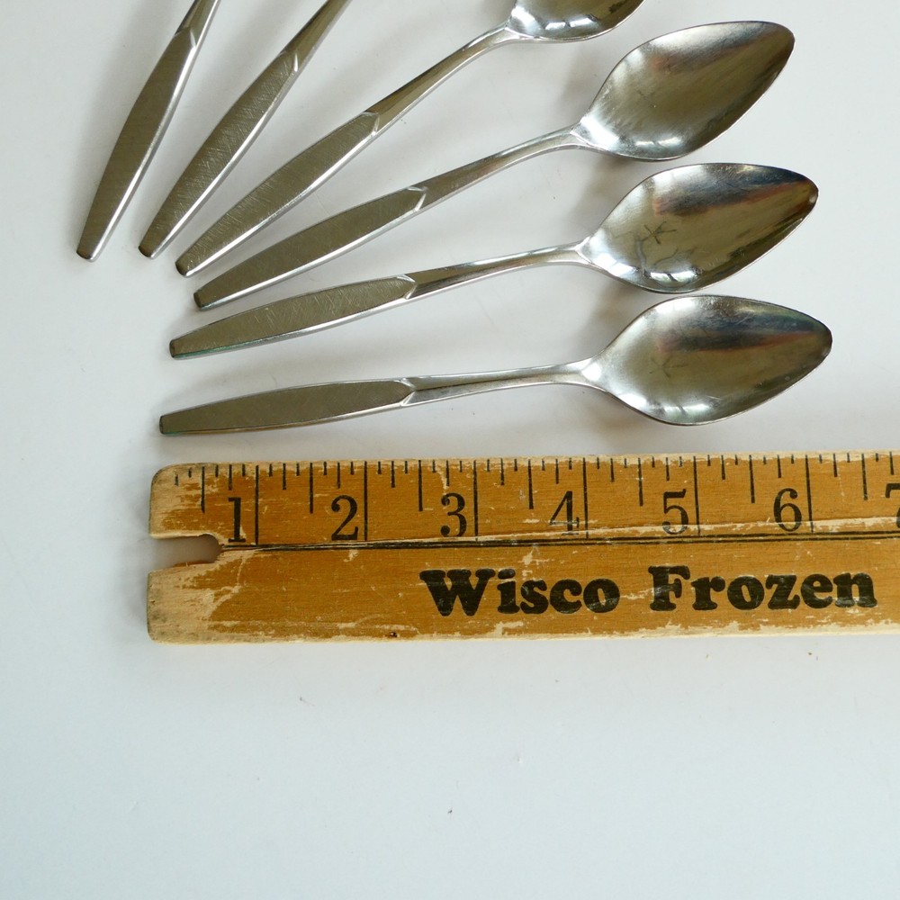 International Deluxe 6 SATURNA Satin Stainless SPOONS Burnished Handle Flatware