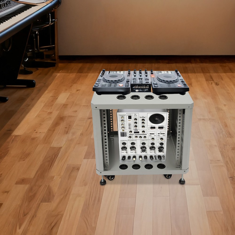 9U Server Rack Rectangular Server Rack Cabinet Rolling Studio Rack Case Grey NEW