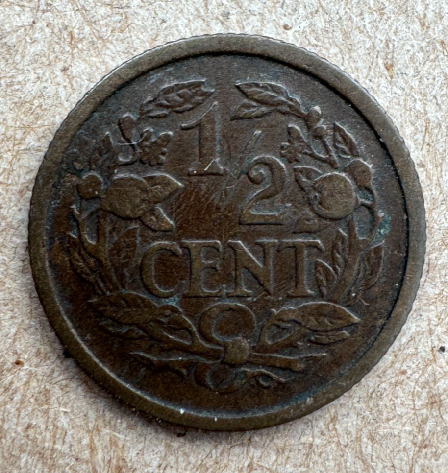 Netherlands, 1/2 Cent, 1915, KM#138