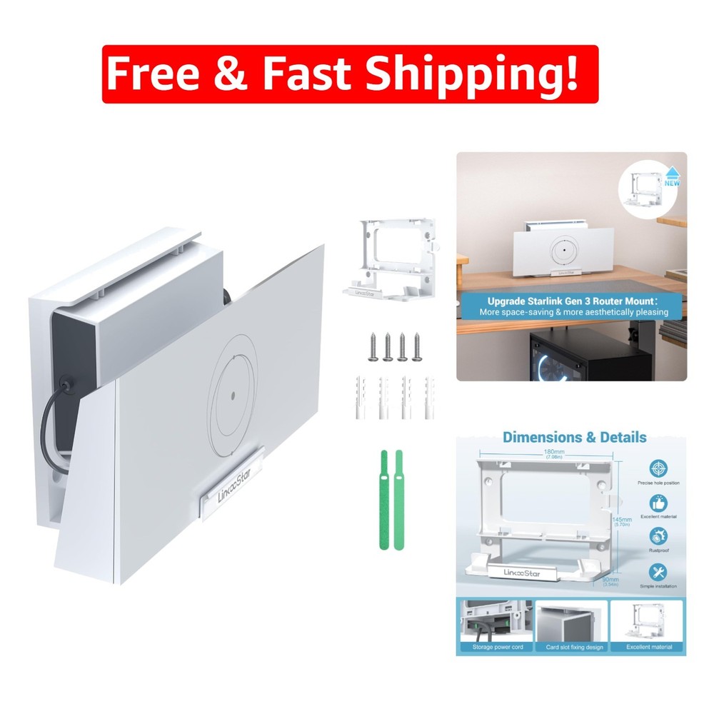 Compact Starlink Gen 3 Router Mount - Unfinished ABS, User-Friendly Install