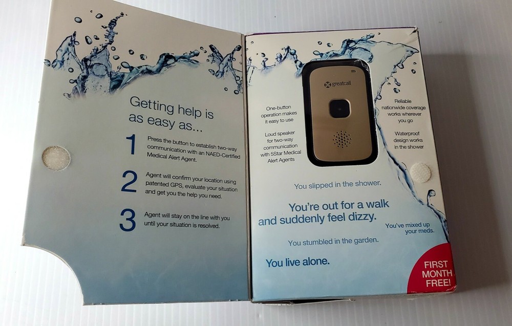 Greatcall Splash Urgent Response Device. Waterproof New.
