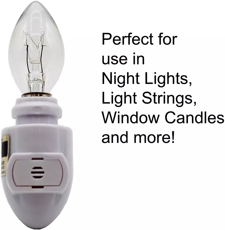 12 Pack Clear Night Light Bulbs Replacement 7 watt C7 Base 120V