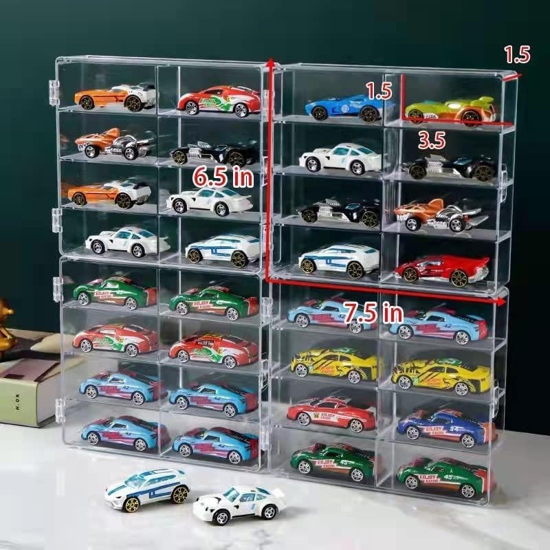Protective Stackable Acrylic Organizer for 1/64 Scale Toy Cars - Clear & Compact