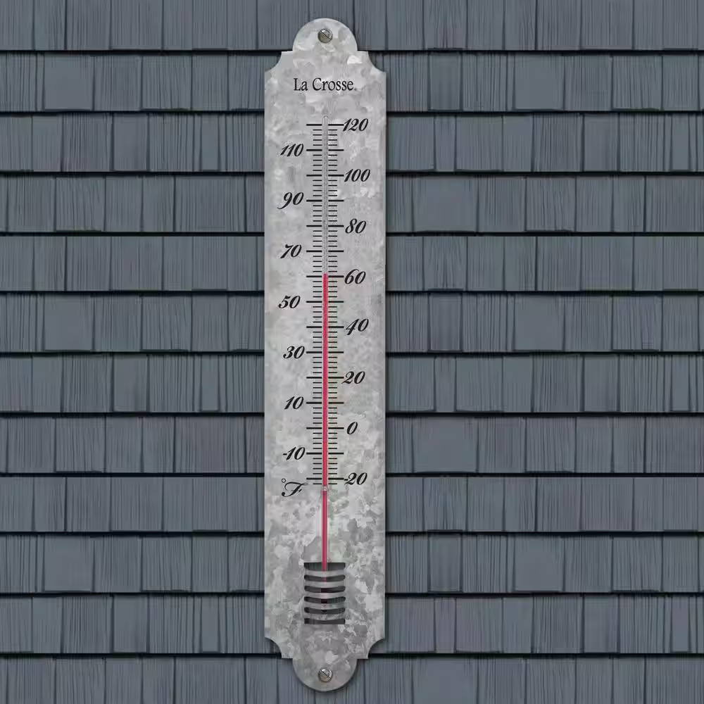19.50 In. Galvanized Metal Analog Vertical Thermometer