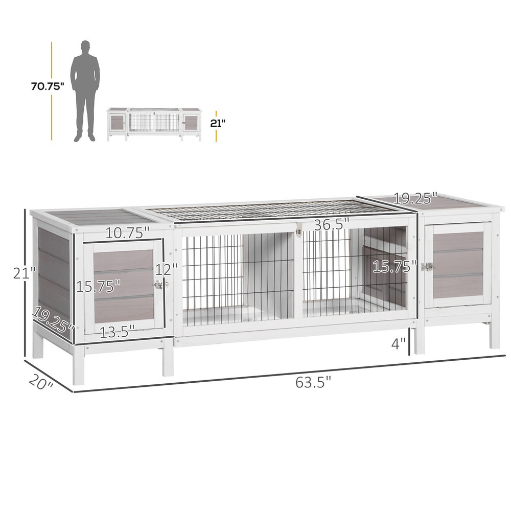 Rabbit Hutch, Bunny Cage, Guinea Pig House, White