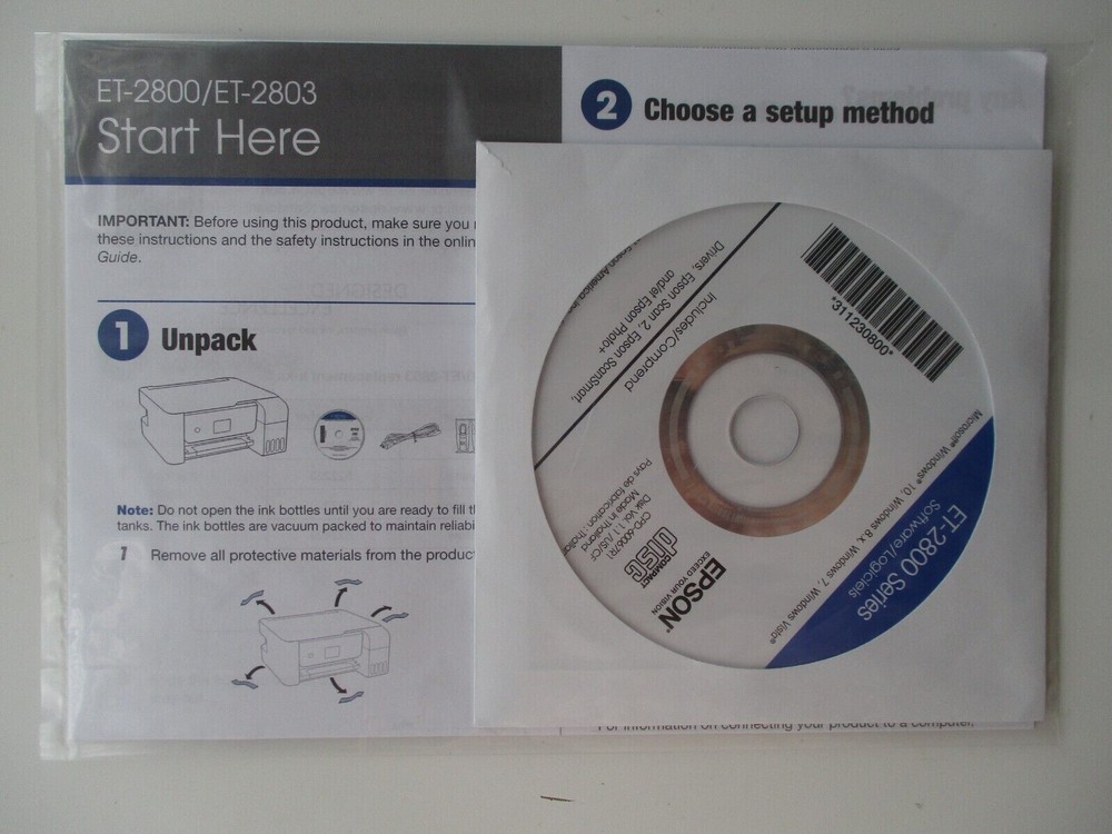 Setup CD Software for EPSON Series ET 2800 ET 2803 Software