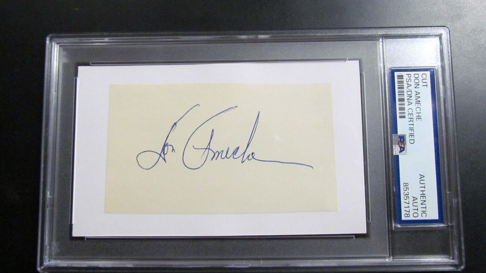 Don Ameche signed Cut  PSA Encapsulate