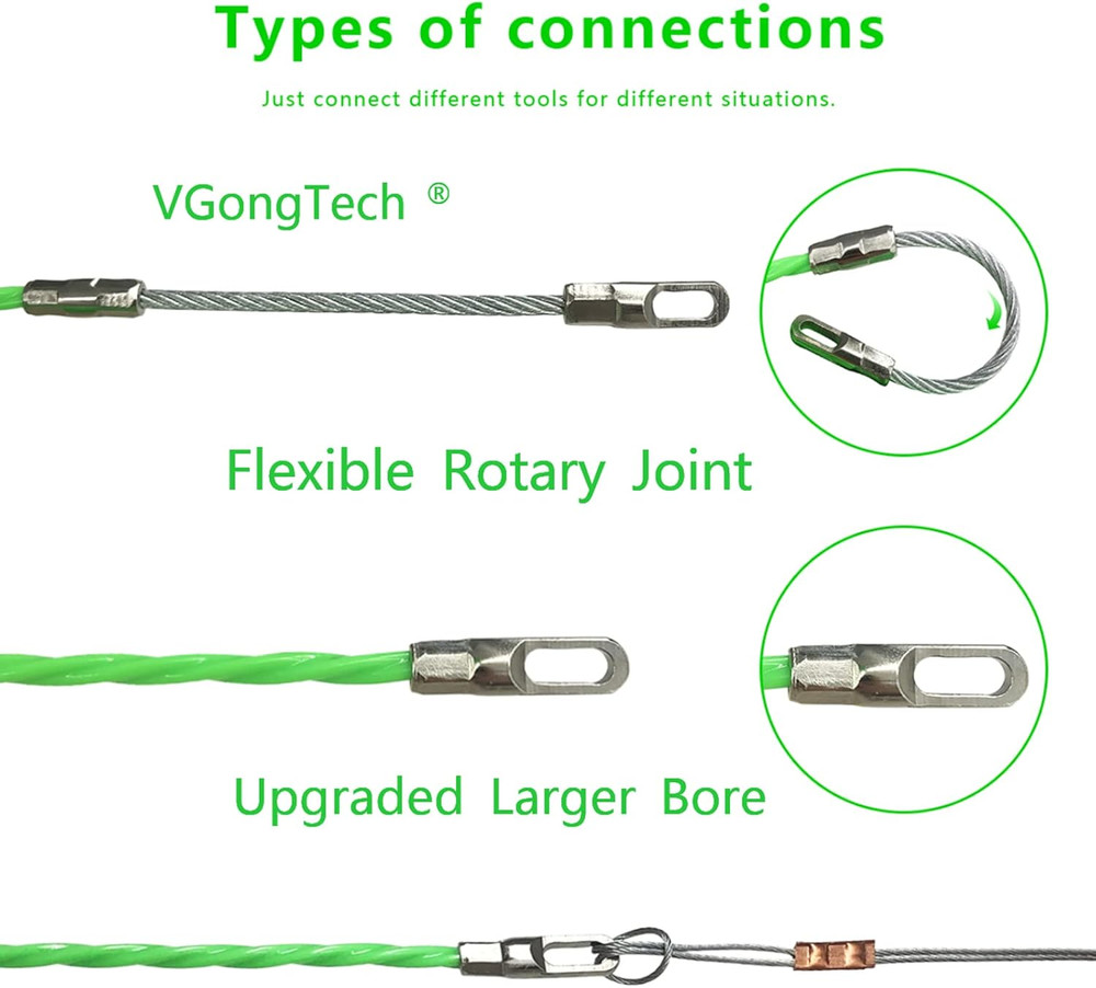 30M 100ft Fish Tape Cable Puller Kit Through Wall Wire Guide Device 4mm PET E...