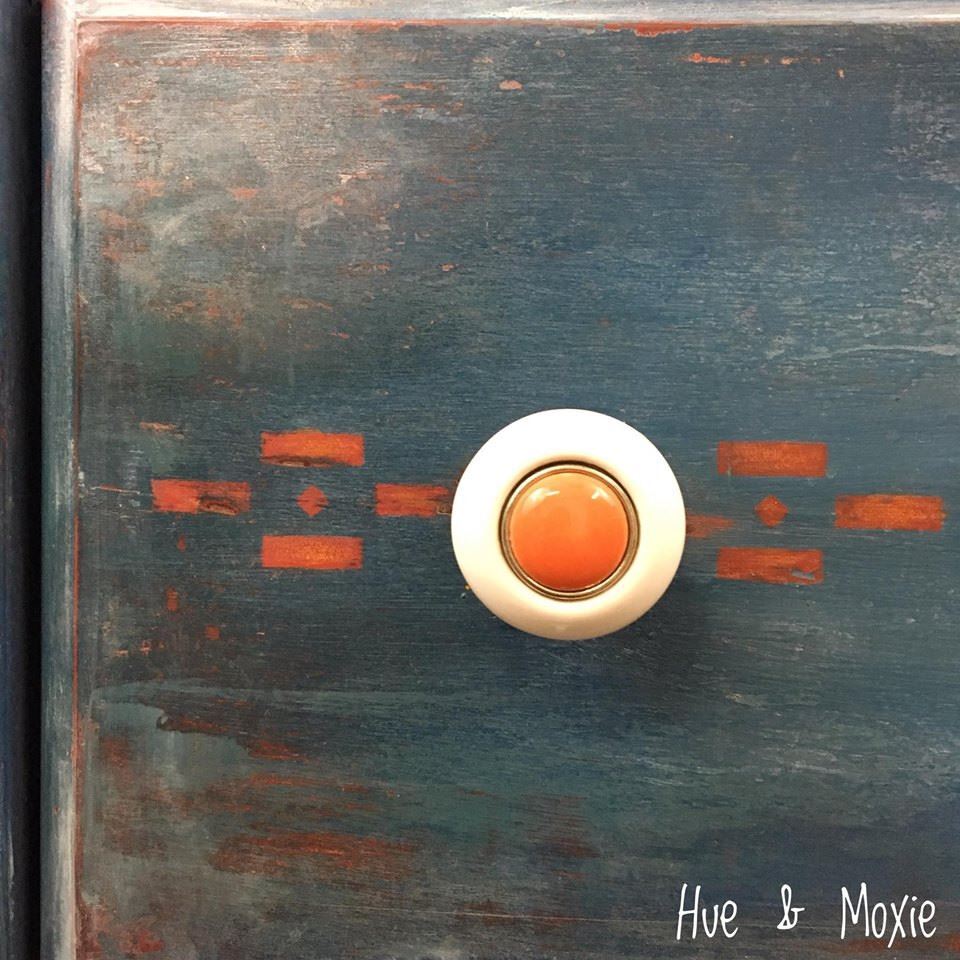 1-1/2" Ceramic Knob White with Orange Insert