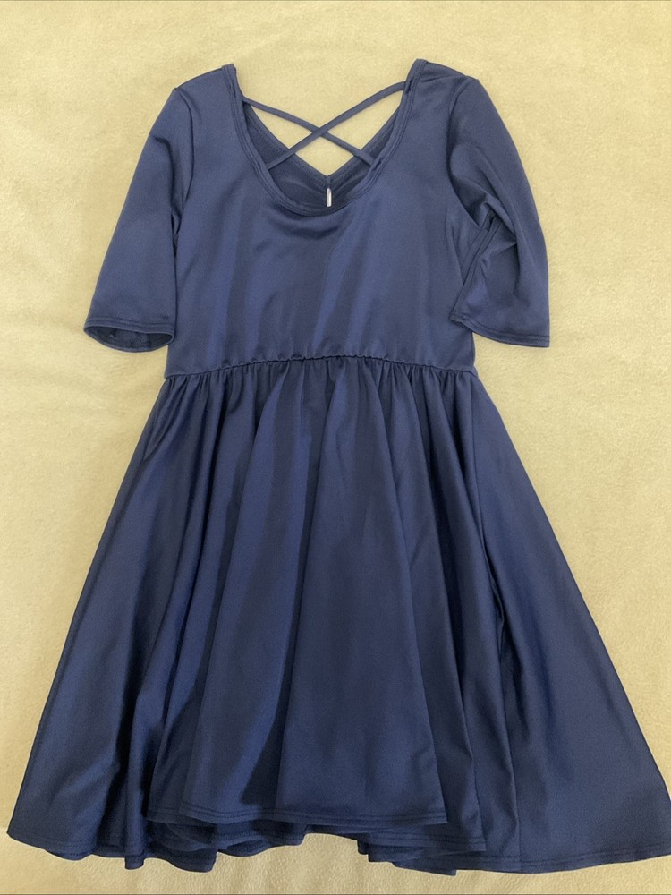Dot Dot Smile Dress 7 Girls Solid Navy Blue