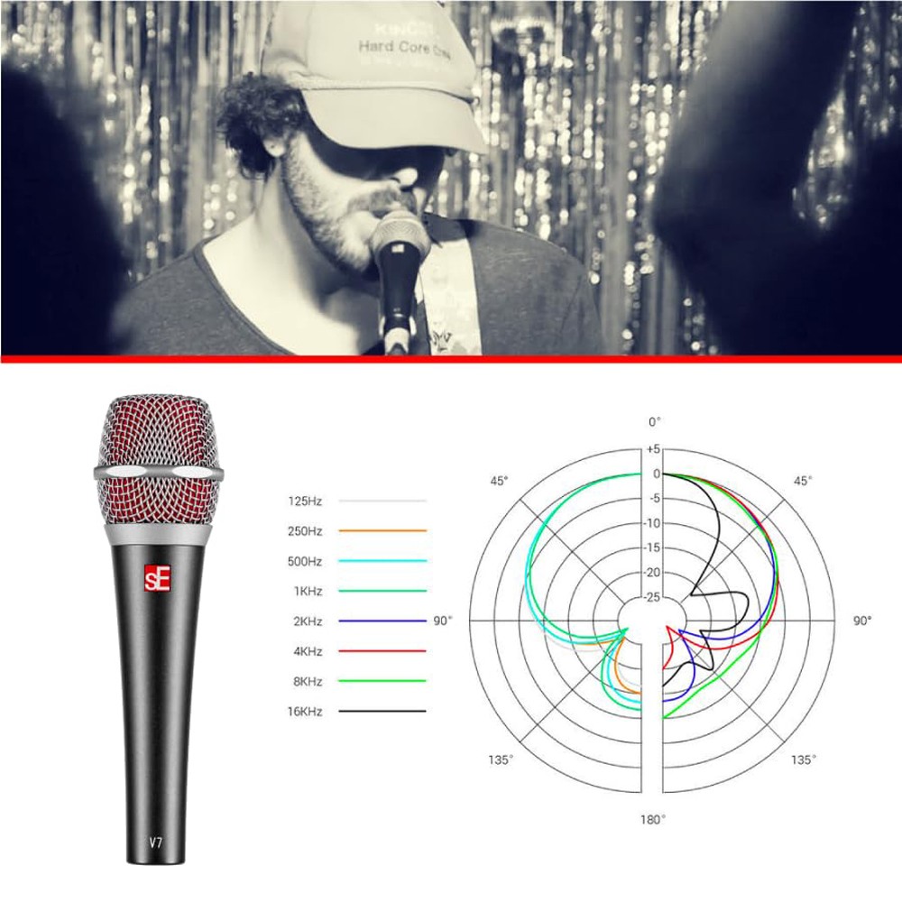 sE Electronics V7 Dynamic Supercardioid Handheld Vocal Microphone with DMC7