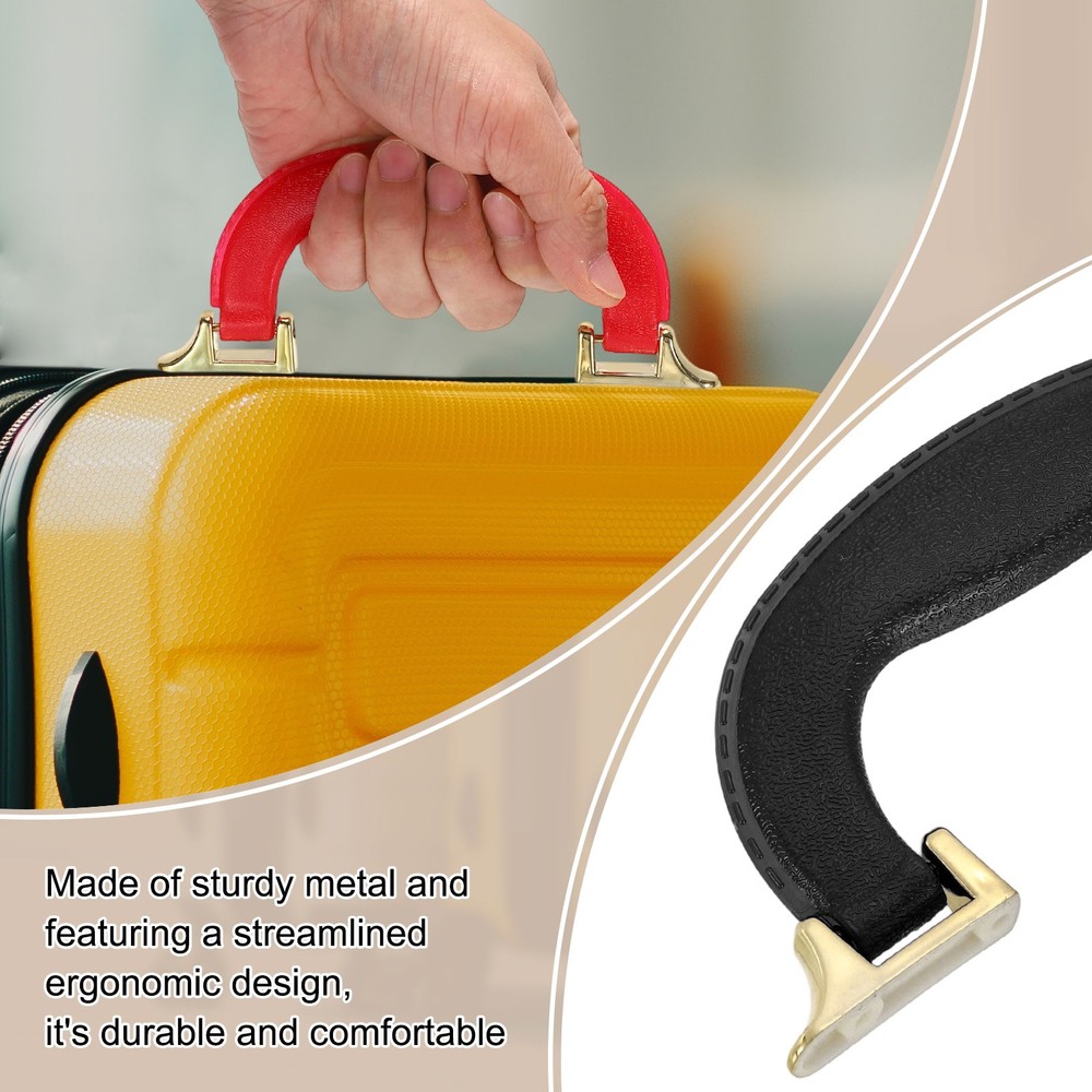 2Pcs Luggage Handle Plastic Pull Handle Grip Replacement with Screws Black Gold