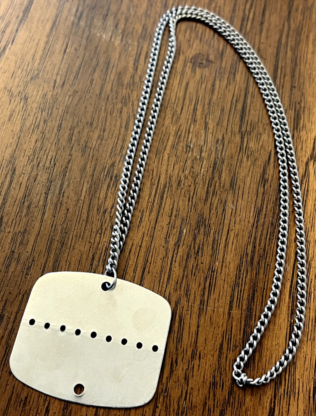 French Army Dog Tags With Chain Blank Unused Military Issued 1966 Identity Plate