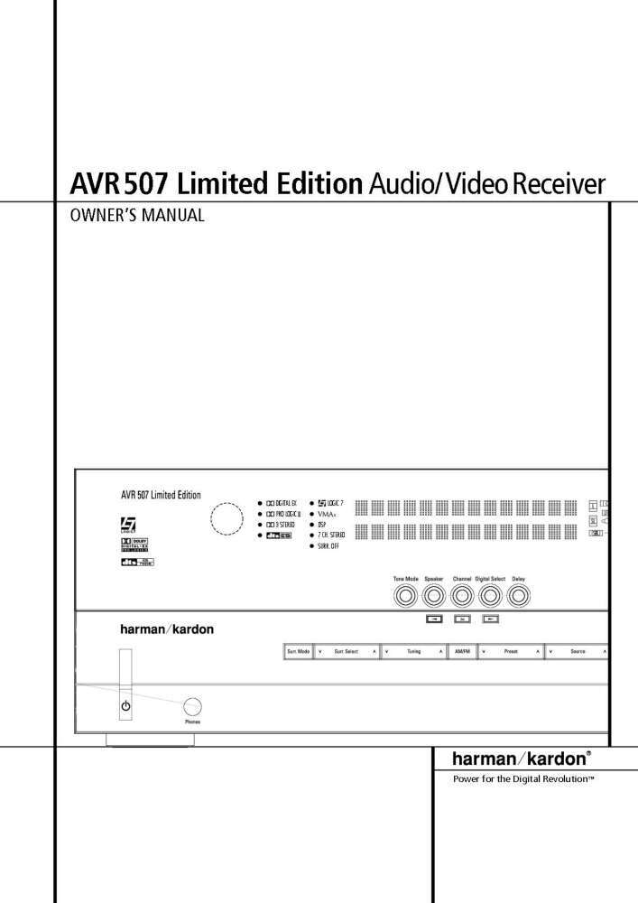 Harman Kardon AVR507 Receiver Owners Manual