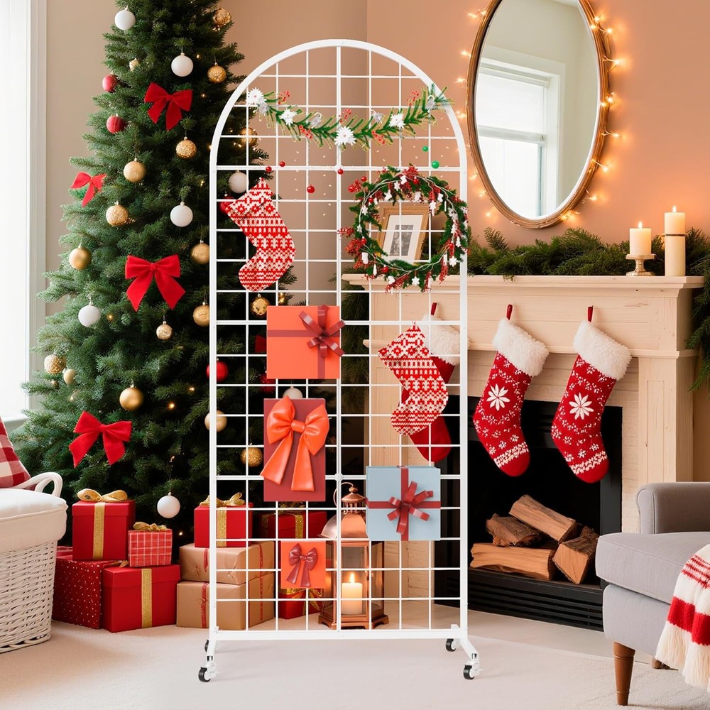 Grid Wall Panel 1PCS Display Stand 2' x 5.2' FT White Grid Wall Panels Movable R