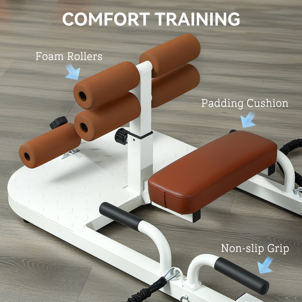 Sissy Squat Machine Hip Thrust Machine with Push Up Stand, White