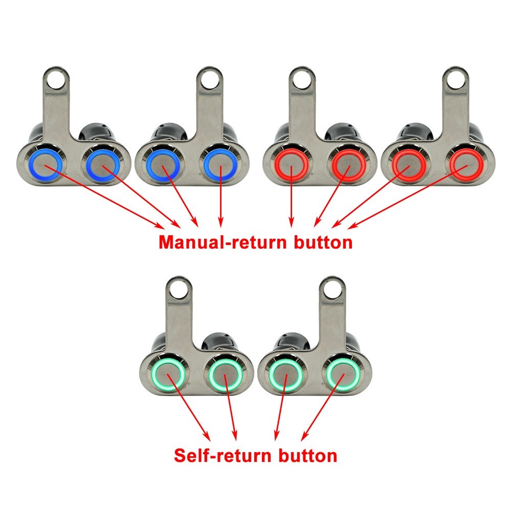 12V Switch Grip Button LED Motorcycle Stainless Steel Waterproof Handlebar Right Red