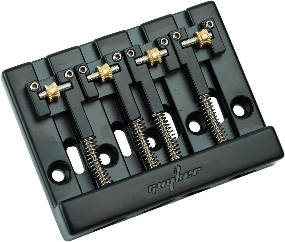 Black 4 String Bass Bridge with Roller Saddles