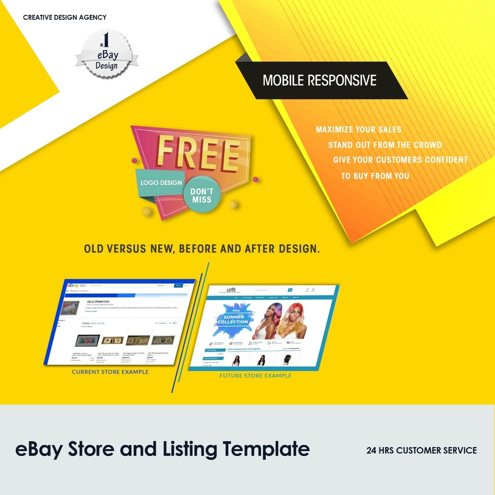 Ebay new template Store Design & Listing Template Responsive FREE LOGO DESIGN
