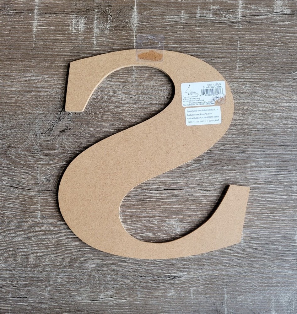 Chipboard Cut-Out Initial "S" For Crafts
