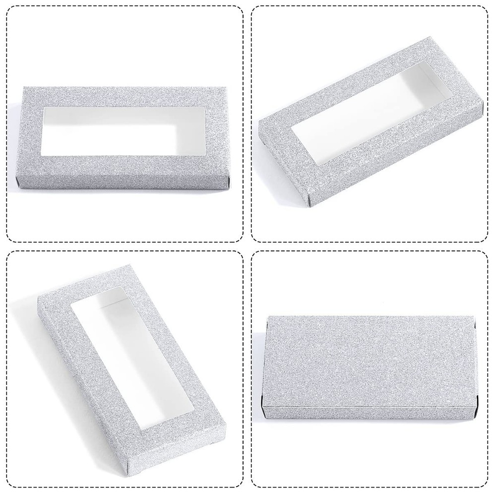 40pc Empty Eyelash Packaging Boxes with 20 Lash Trays False Lash Case Silver