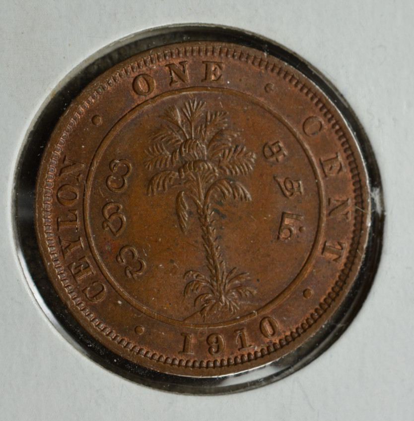 Ceylon 1910 Cent BU Unc Brown