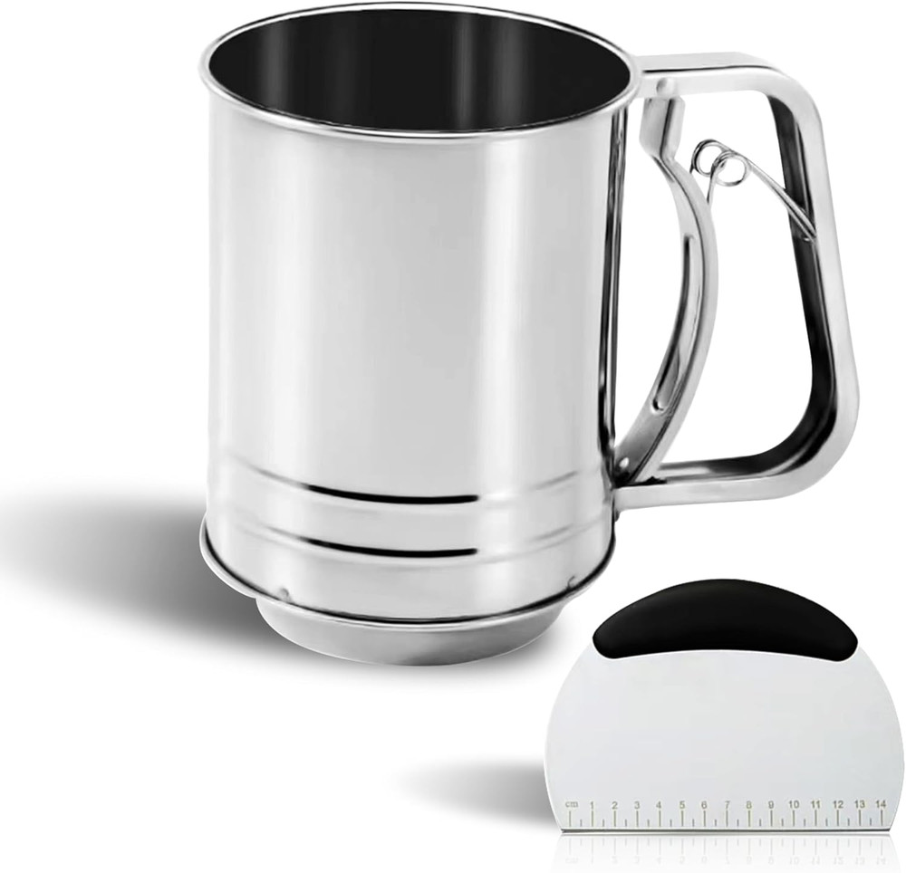 Sifter for Baking Flour Sifter, 3 Cup Stainless Steel, Great Double-layer Baking