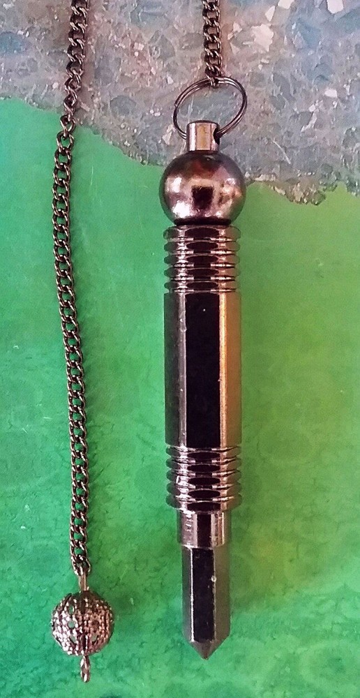 LARGE SOLID BRASS AND TITANIUM DISTANCE TESTING DOWSING PENDULUM WITH CHAMBER