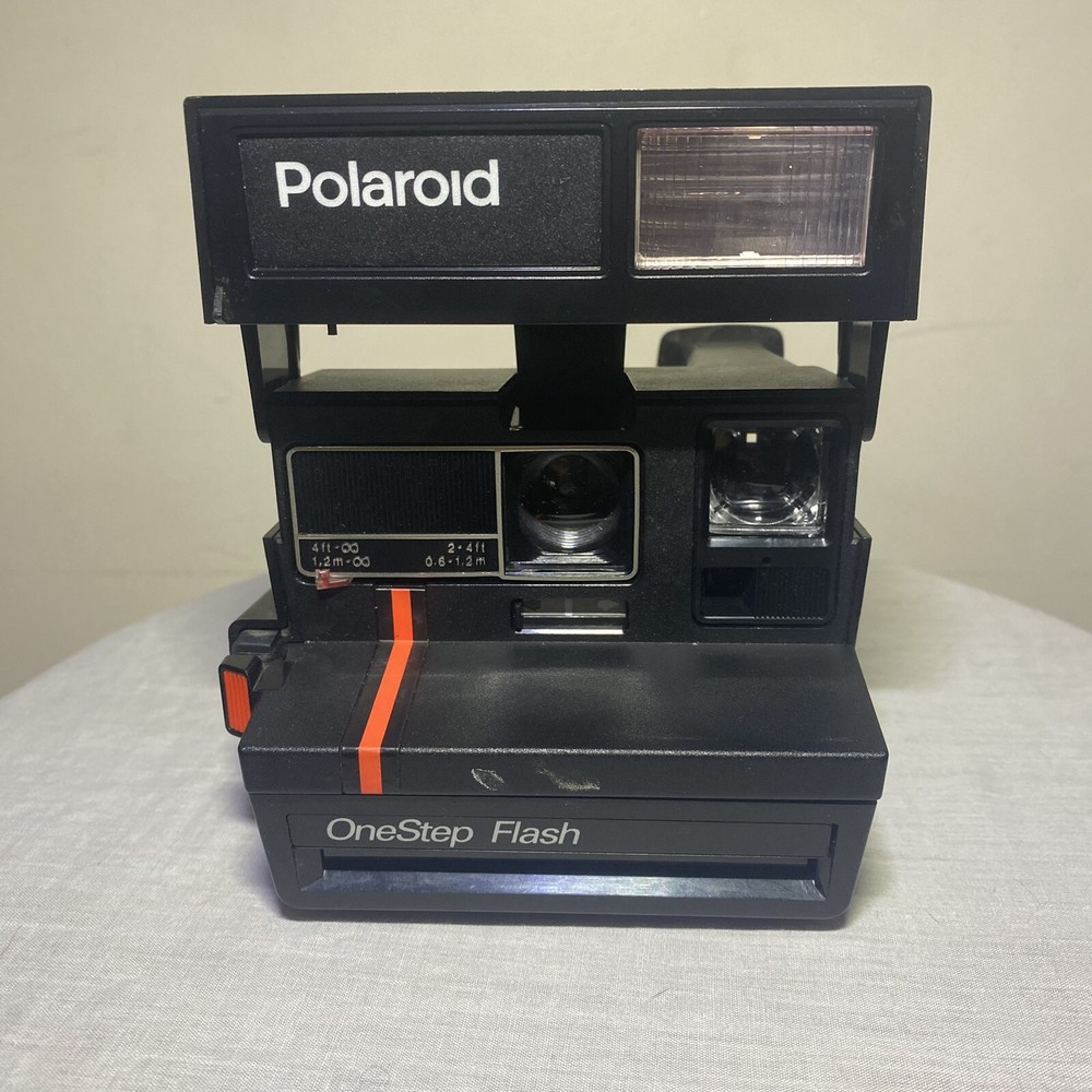 Polaroid Red Stripe One Step Flash Instant 600 Film Camera With Manual UNTESTED