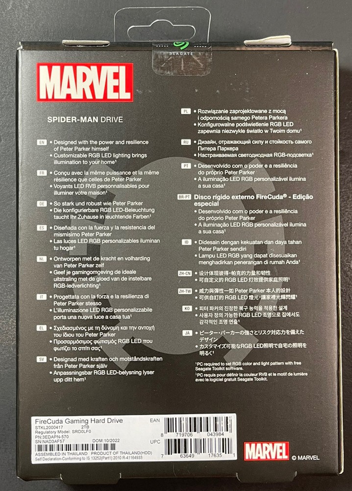 Seagate FireCuda Gaming External Hard Drive 2 TB [ Spider-Man Edition ] NEW