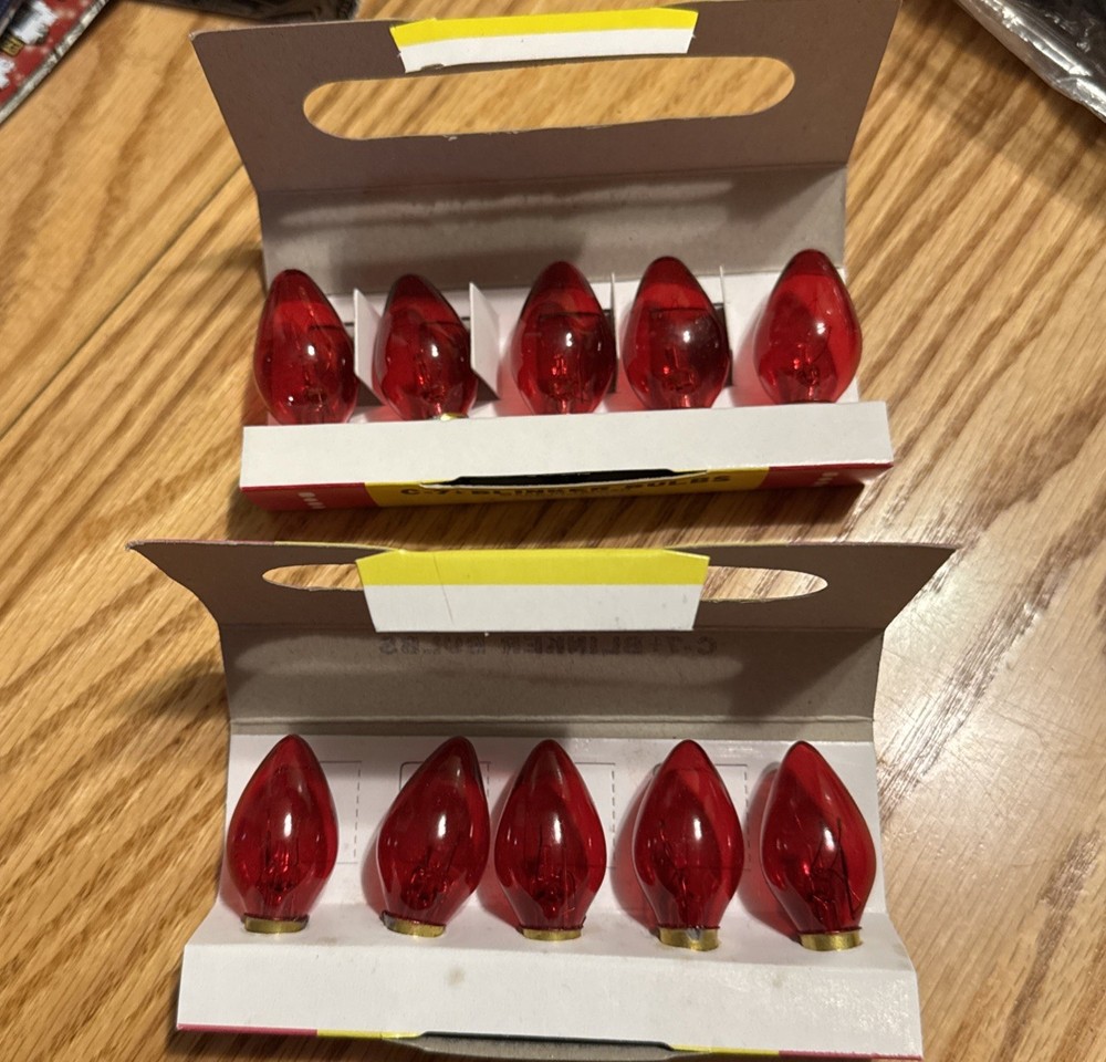 Vintage C-7 1/2 Blinker Bulb Replacement Christmas Tree Light - Red 2 Packs
