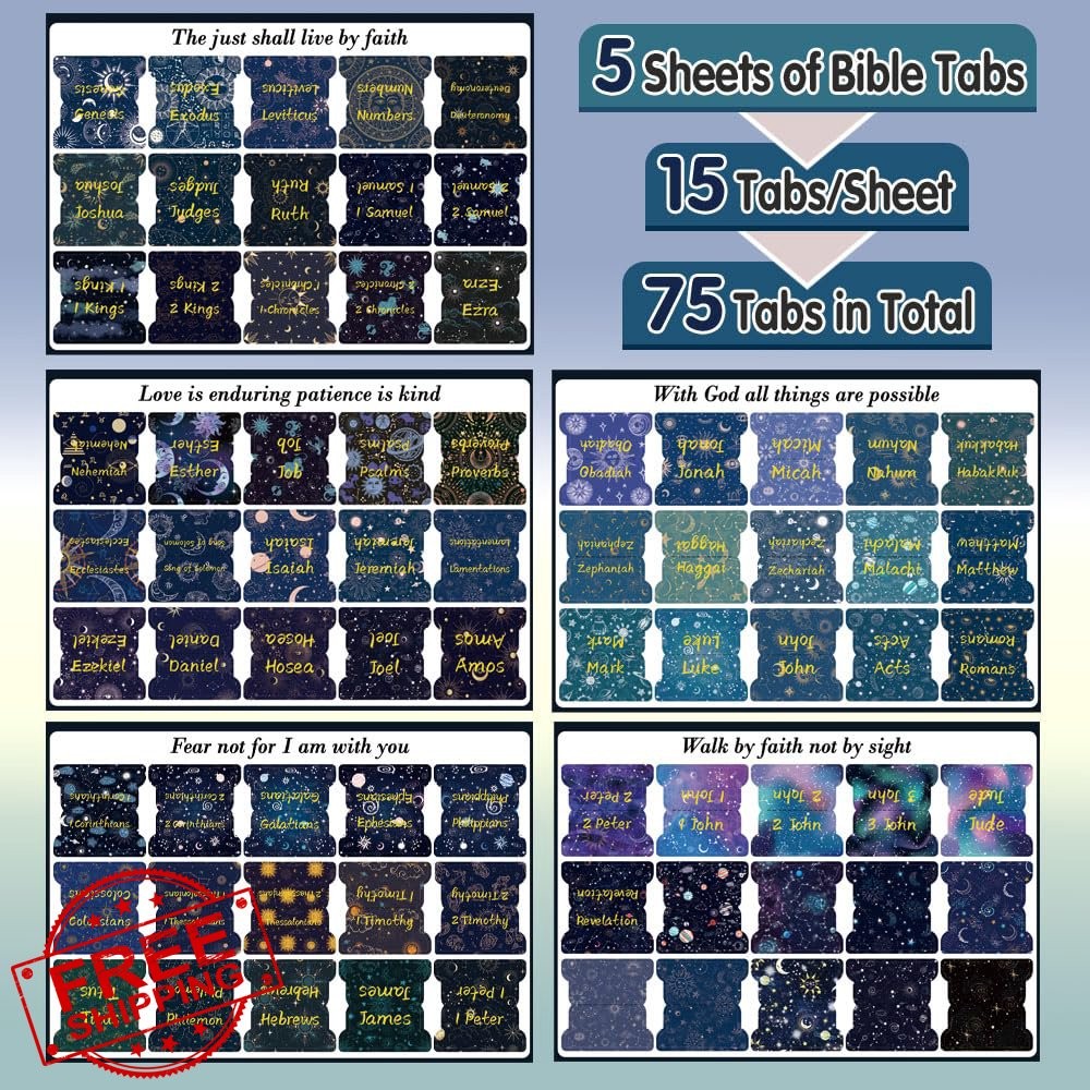 Gold Foil Bible Tabs Constellation Large Print Easy Read Laminated