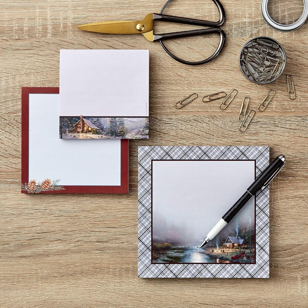 Hallmark Thomas Kinkade Notepad Bundle with Pen (3 Notepads, Assorted Sizes)
