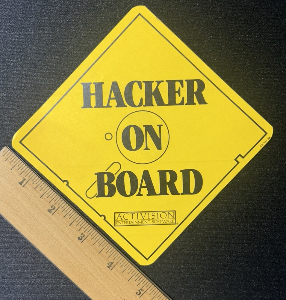 1986 Activision Entertainment Software Hacker On Board STICKER Commodore 64 128
