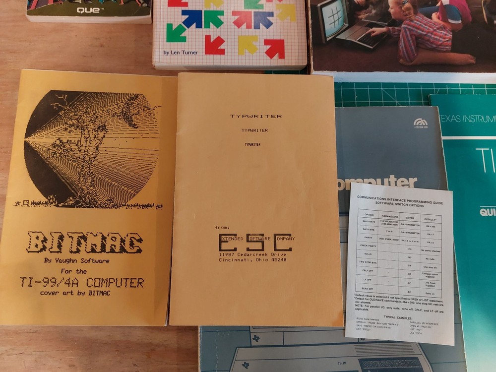 TI-99/4A Vintage Book Lot Basic Programs TI Bitmac ESC Time Lost 101 Tips Game