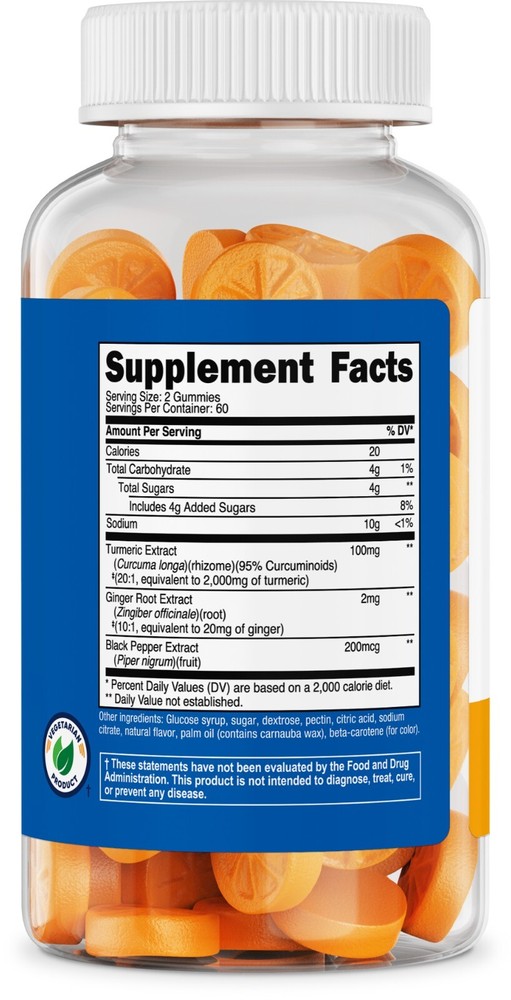 Nutricost Turmeric Gummies 2,000mg Tumeric per serving (120 gummies)