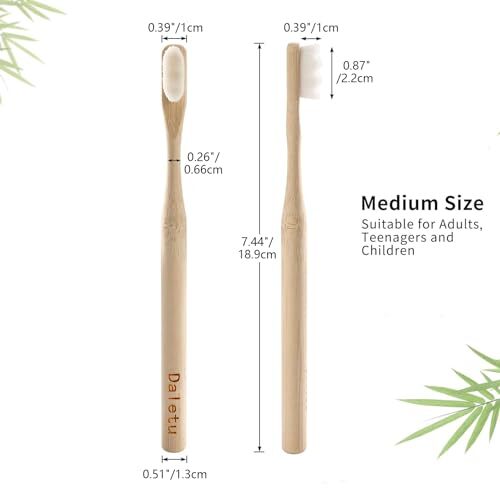 Bamboo Toothbrush Extra Soft Biodegradable Bristles Eco-Friendly 4-Pack
